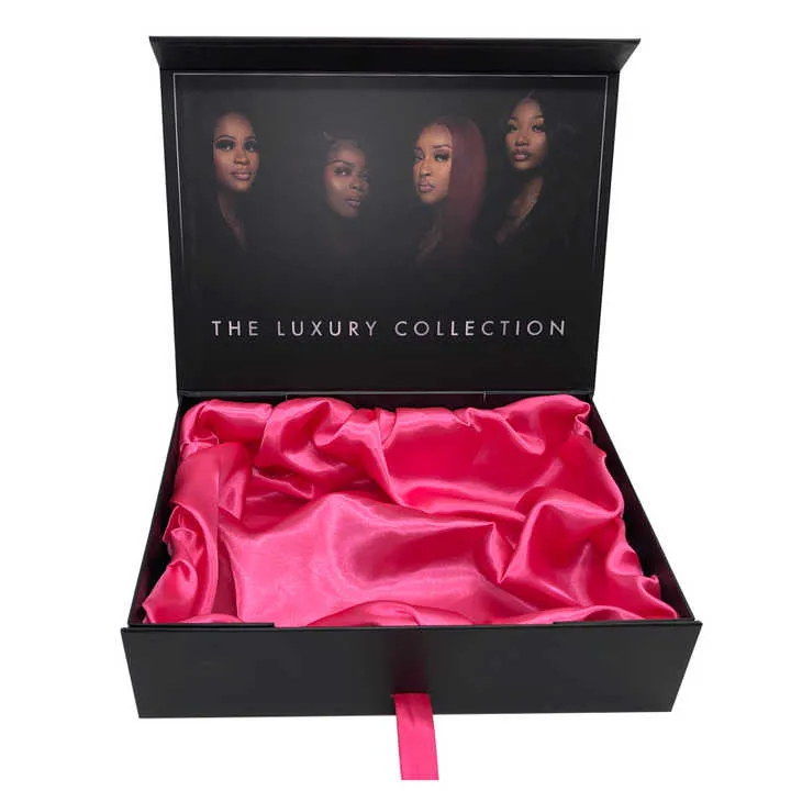 مخصص شعار الفاخرة الشريط علبة إطالة الشعر . Custom Logo Luxury Ribbon Hair Extension Box