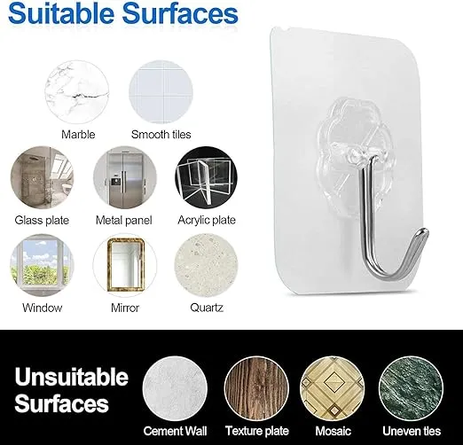 1689 Multipurpose Strong Small Stainless Steel Adhesive Wall Hooks