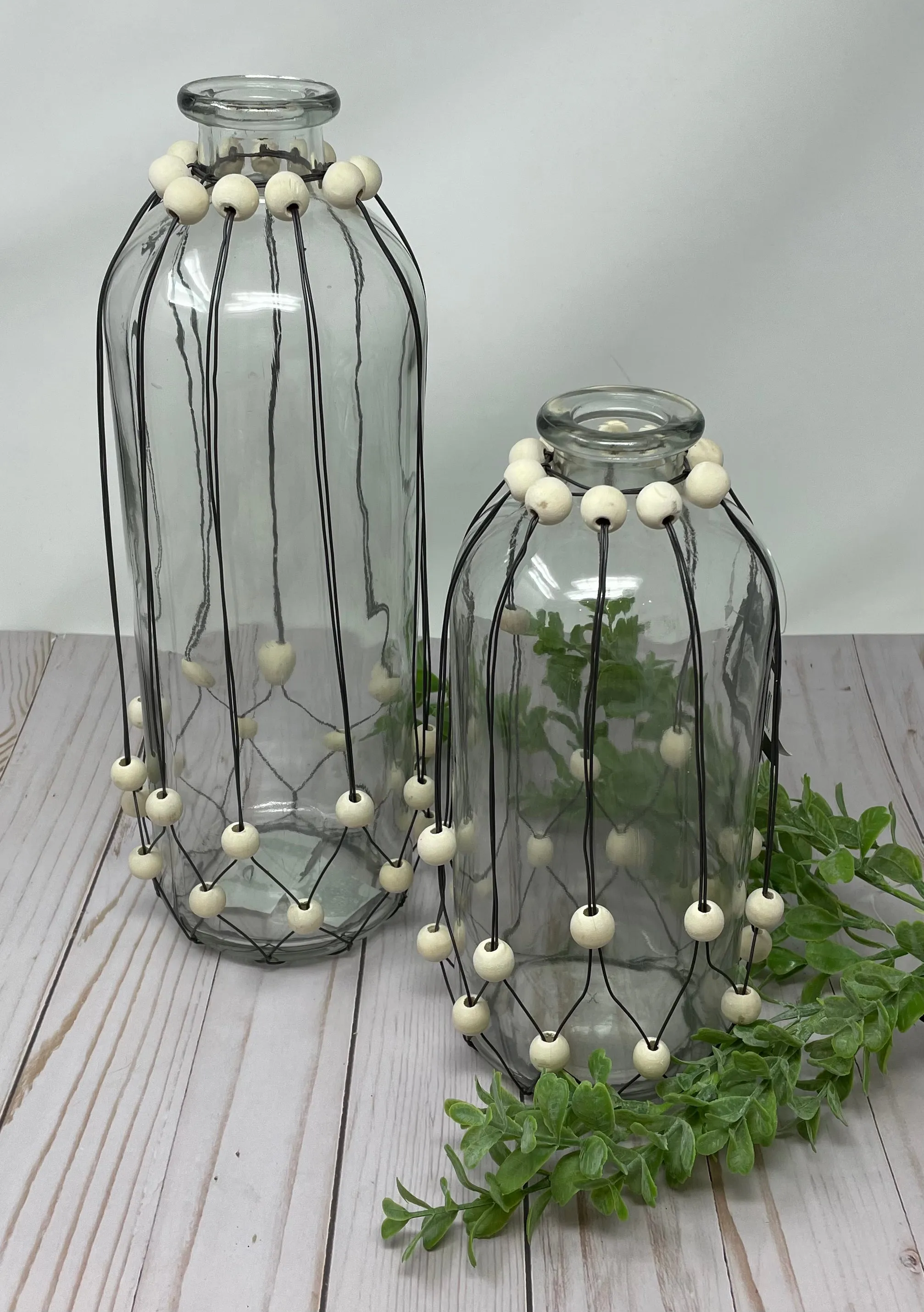 9.75" Beaded Glass Vase