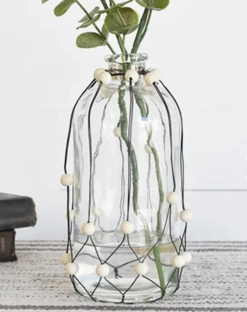 9.75" Beaded Glass Vase