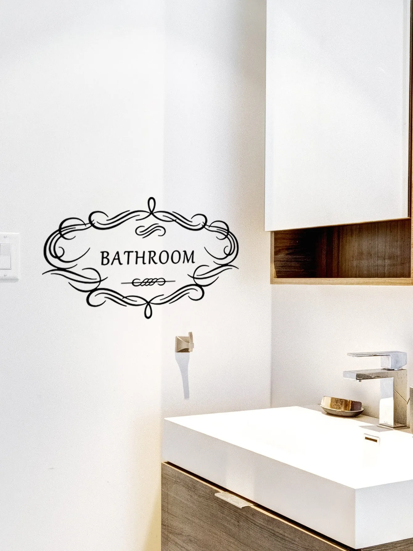 Bathroom Sign Door or Wall Sticker Creative Decor Wall Art Adhesive Wall Decals