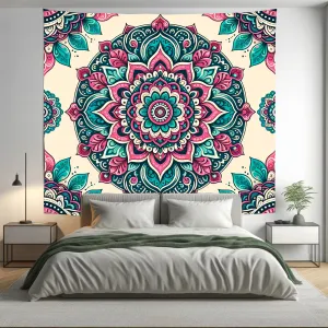 Bohemian Salmon Pink Indian Mandala Tapestry Psychedelic Wall Hanging Boho Decor