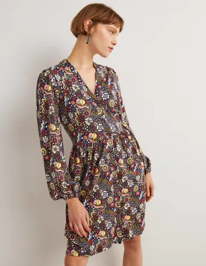 Button Through Jersey Dress-Multi, Paradise Swirl