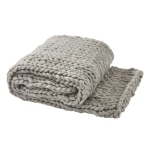 CHUNKY KNIT THROW - FOG