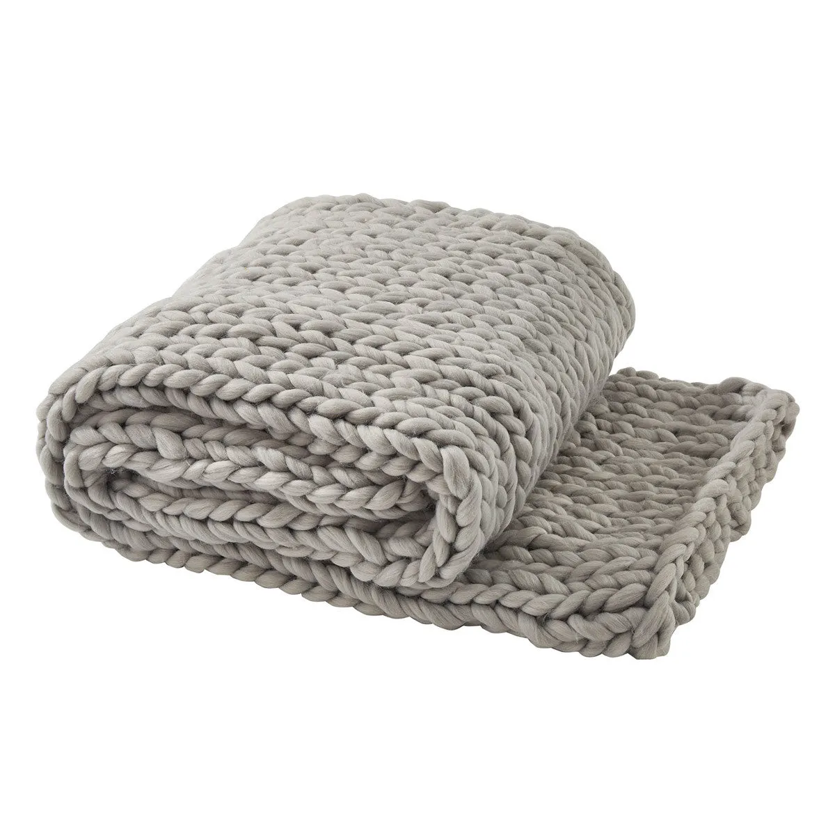 CHUNKY KNIT THROW - FOG