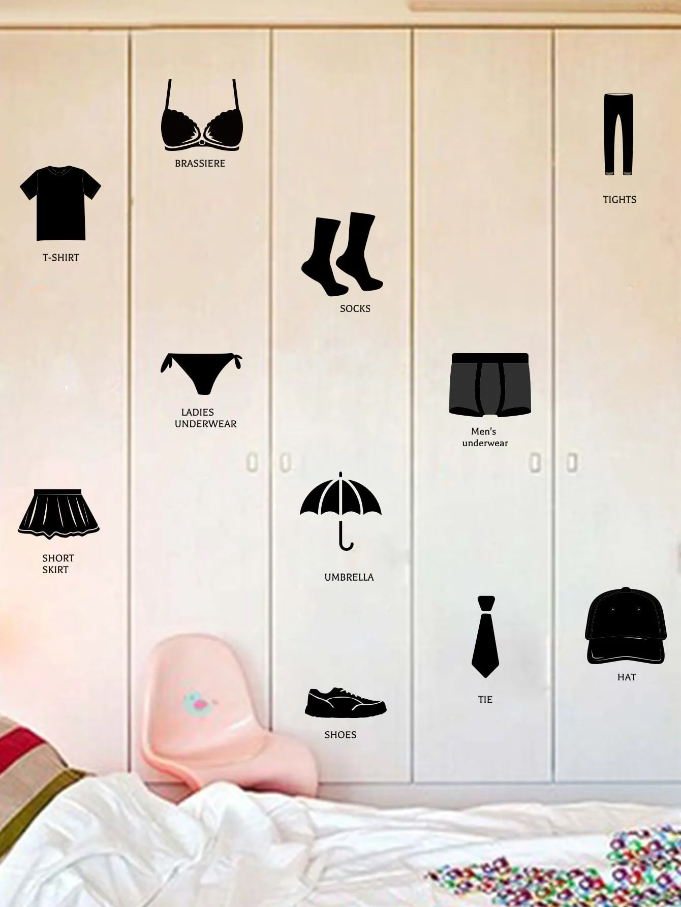Clothes Sign Wall Sticker Decorative Wall Art Decal Creative Design for Home