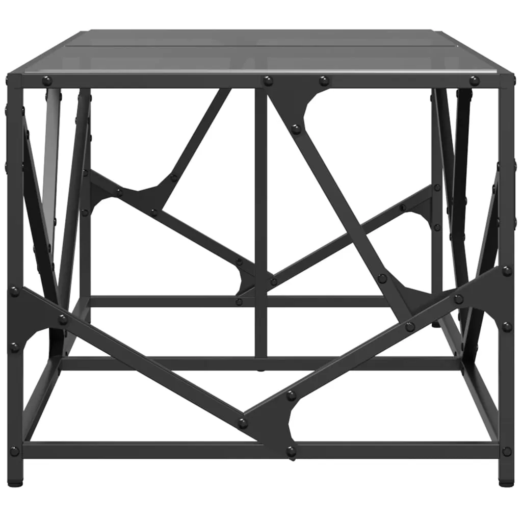 Coffee Table with Black Glass Top 98.5x50x41 cm Steel