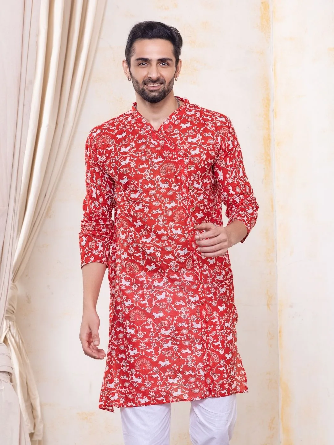 Cotton Angrakha Style Men's Kurta | Shikargah