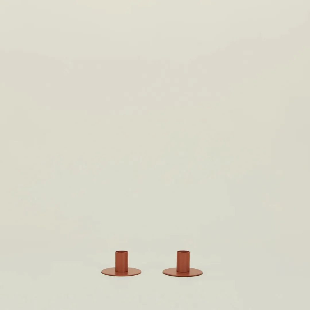Essential Metal Candle Holders Set of 2 (Terracotta)