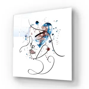 Female Portrait Watercolour Glass Wall Art