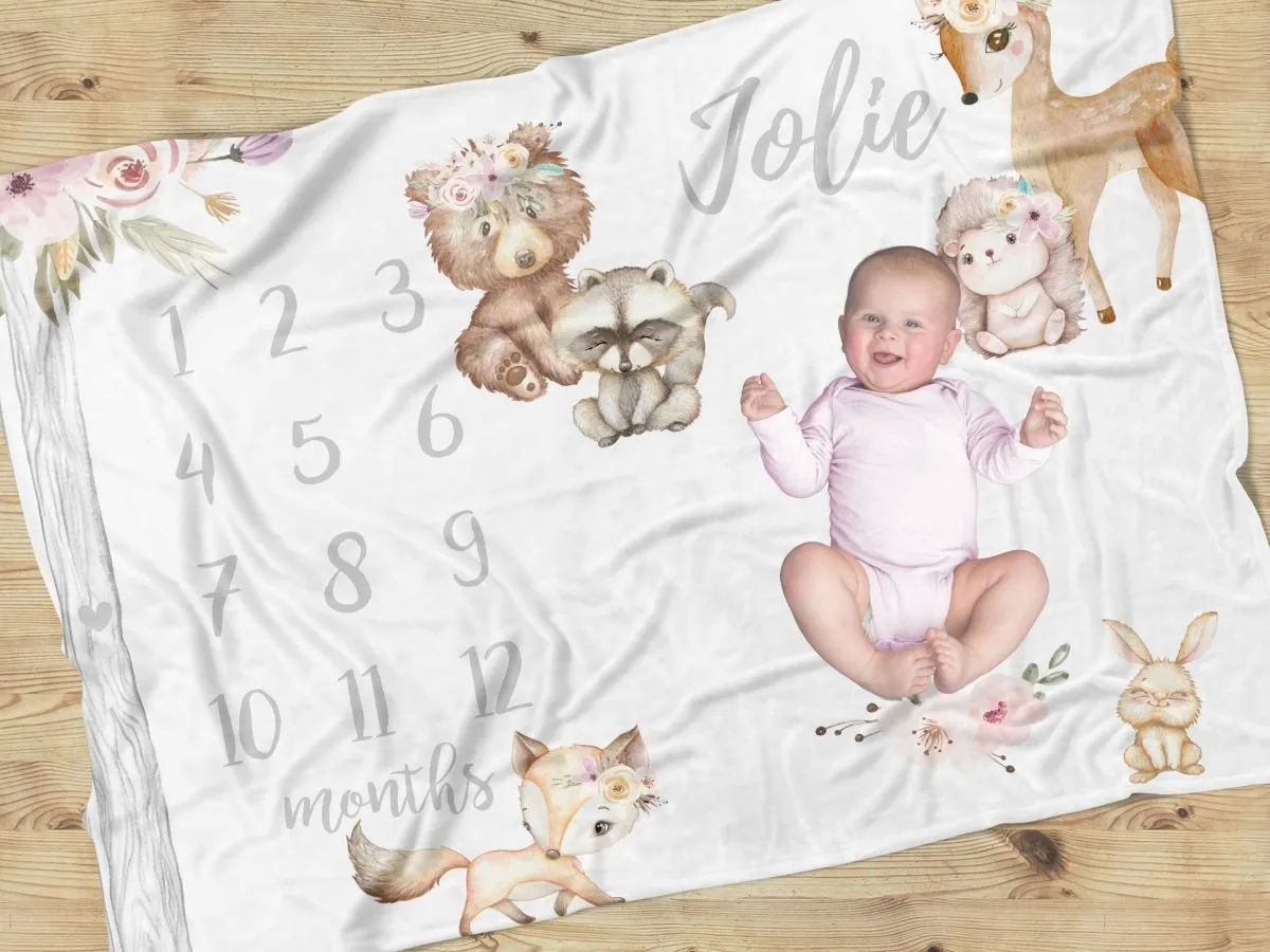 Floral Woodlands Milestone Blanket