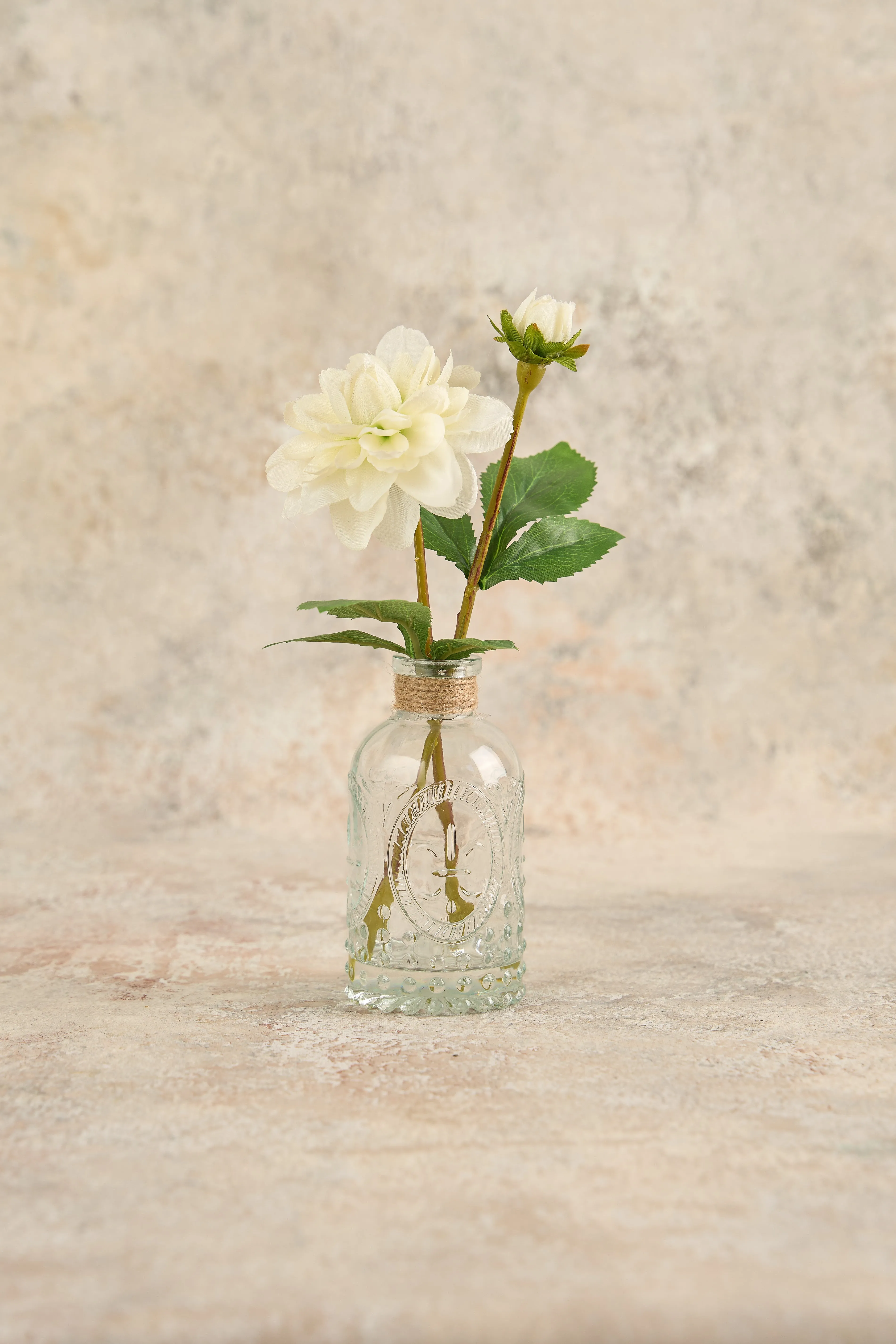Gloria White Dahlia Glass