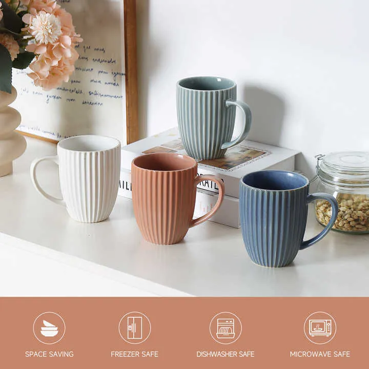 Large Ceramic Coffee-طقم أكواب قهوة سيراميك