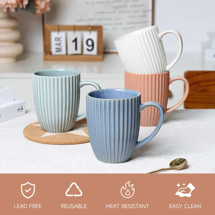 Large Ceramic Coffee-طقم أكواب قهوة سيراميك