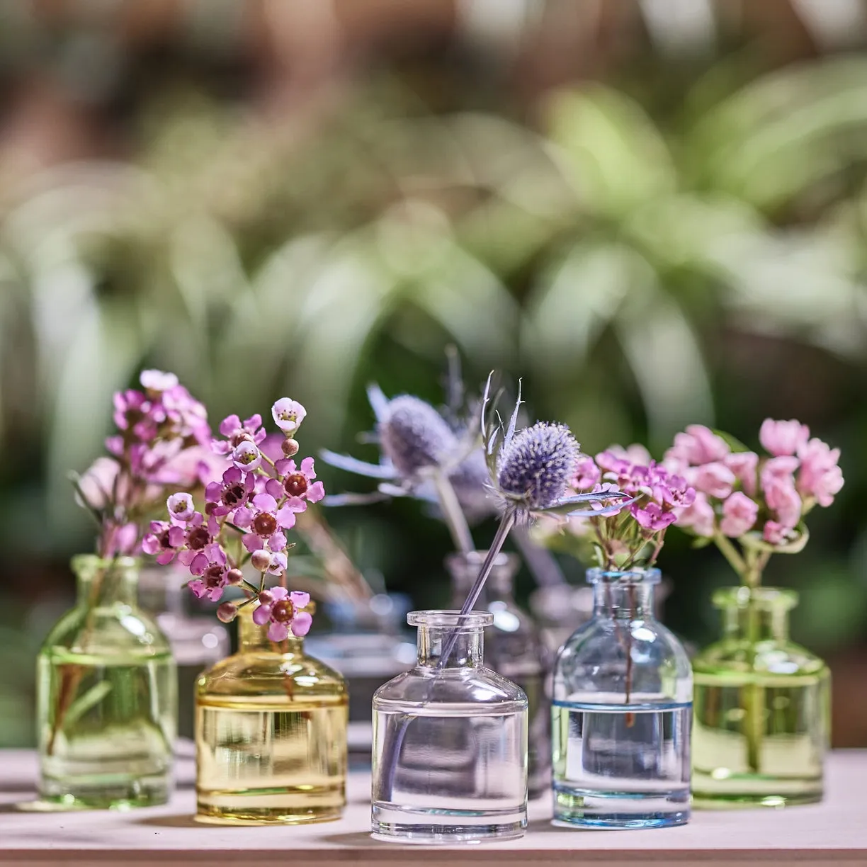 Mini Glass Bottle Bud Vase - Blue Green