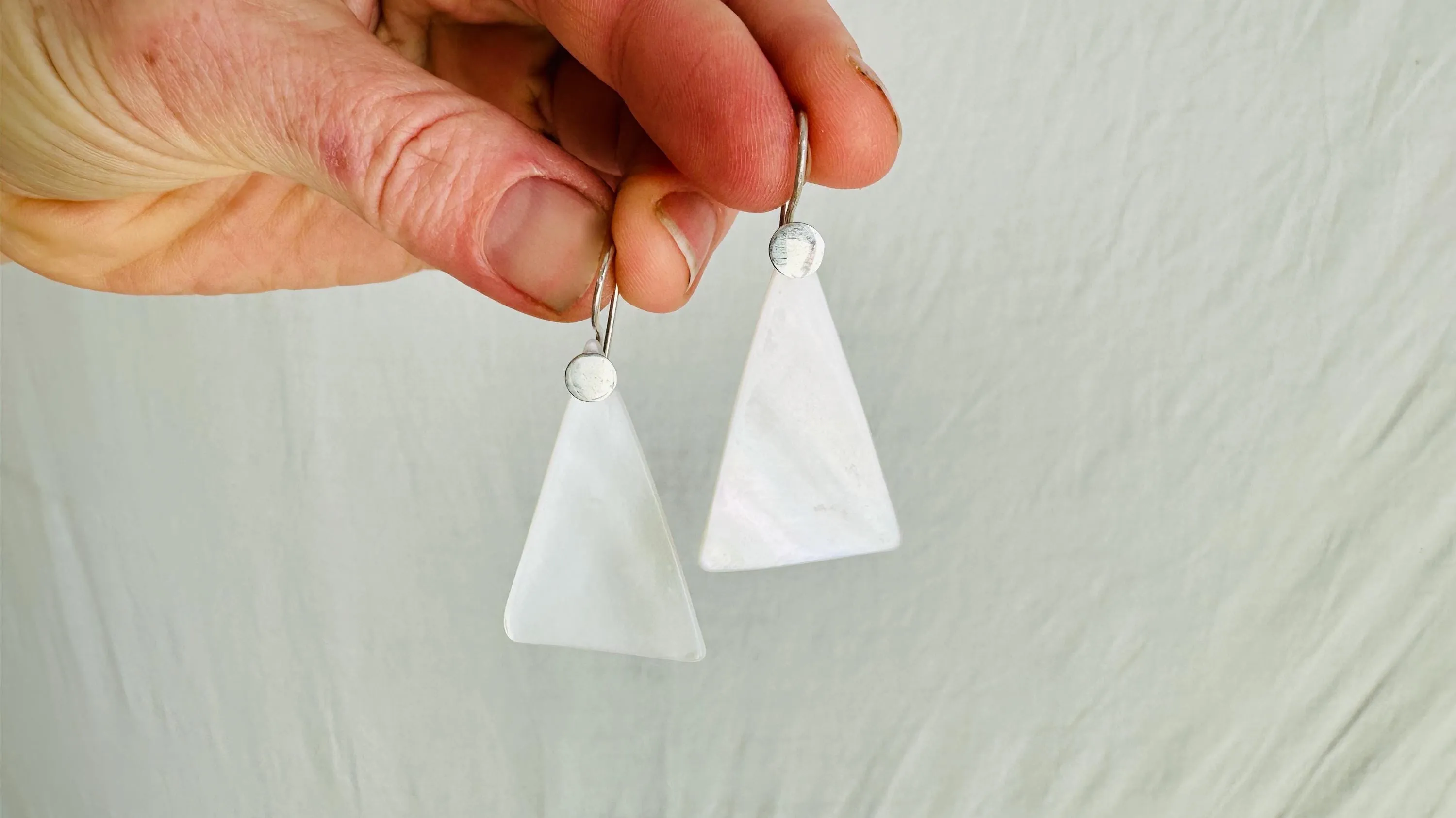 Mother of Pearl Earrings. Handmade Sterling Silver Jewelry. 2701