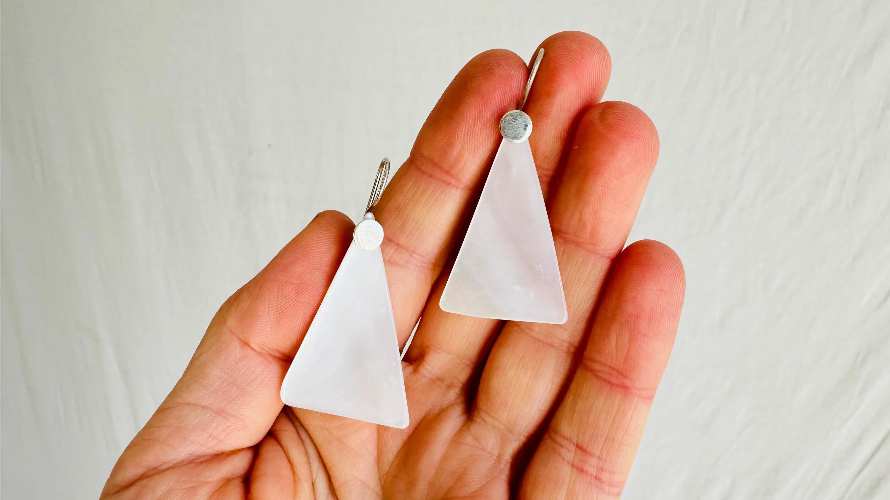 Mother of Pearl Earrings. Handmade Sterling Silver Jewelry. 2701