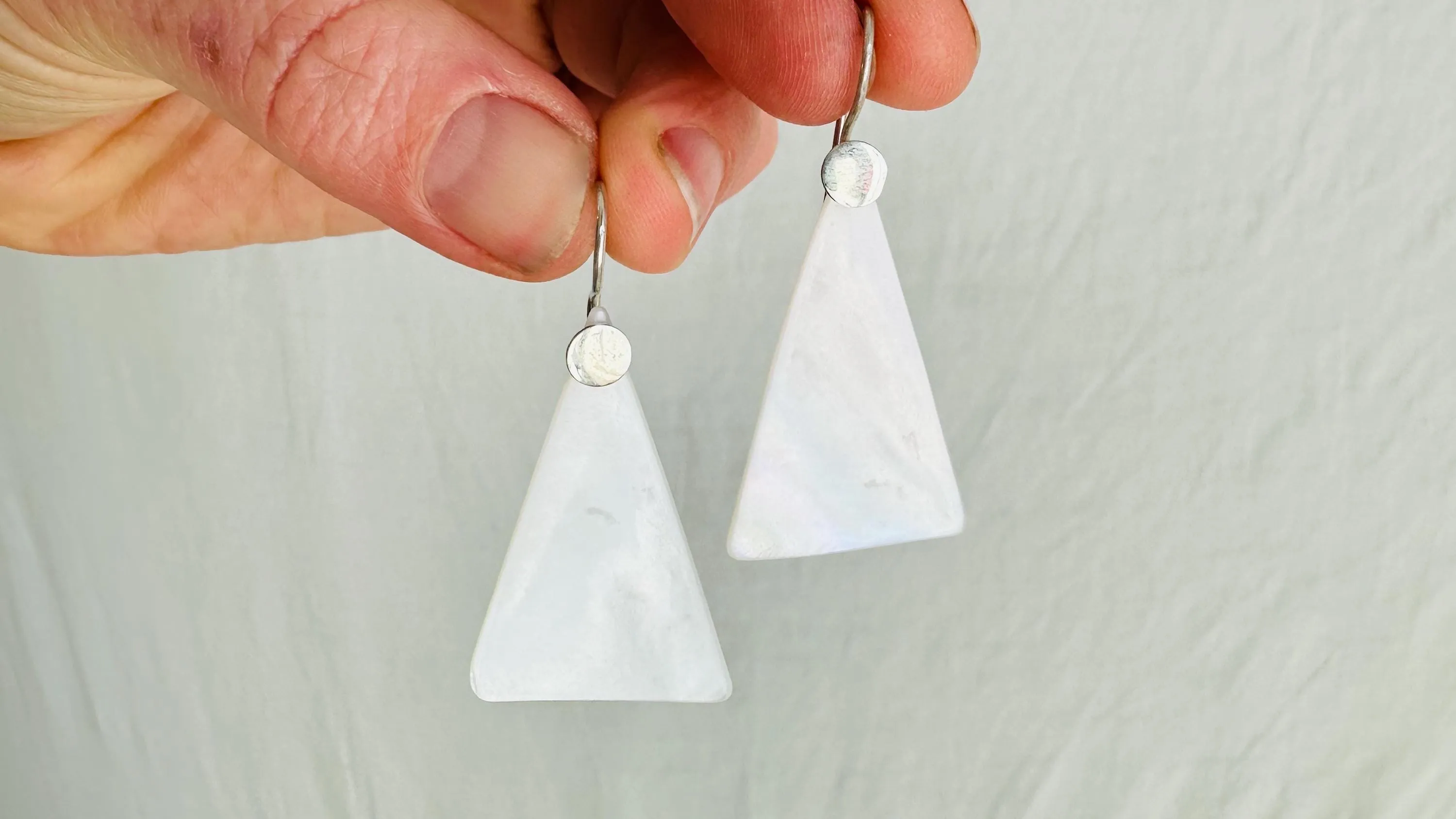 Mother of Pearl Earrings. Handmade Sterling Silver Jewelry. 2701
