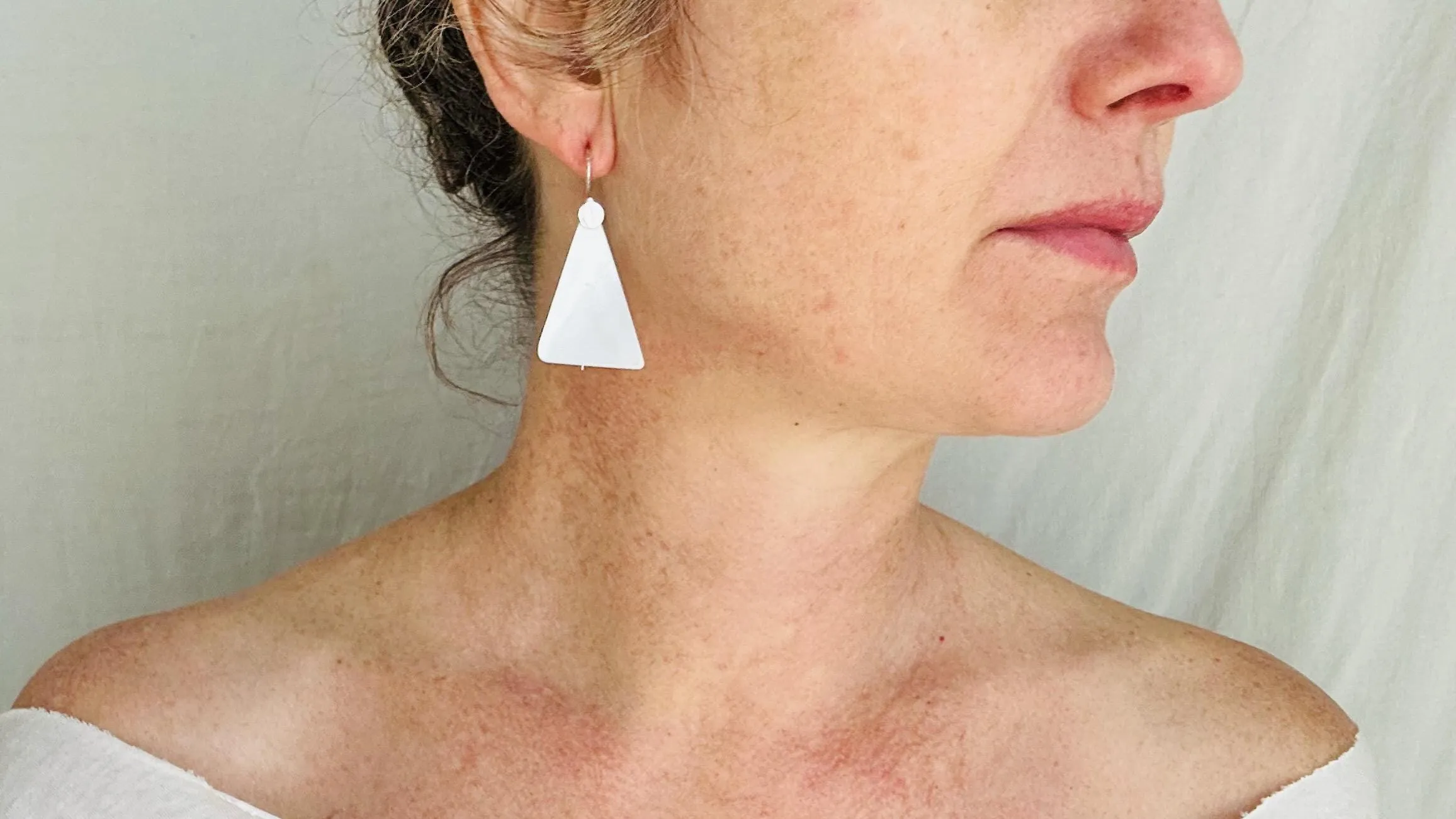 Mother of Pearl Earrings. Handmade Sterling Silver Jewelry. 2701