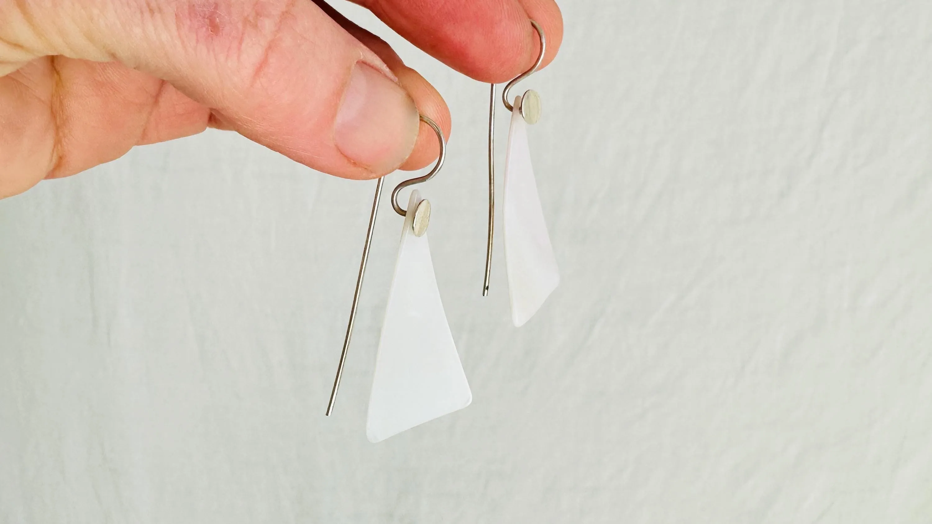 Mother of Pearl Earrings. Handmade Sterling Silver Jewelry. 2701
