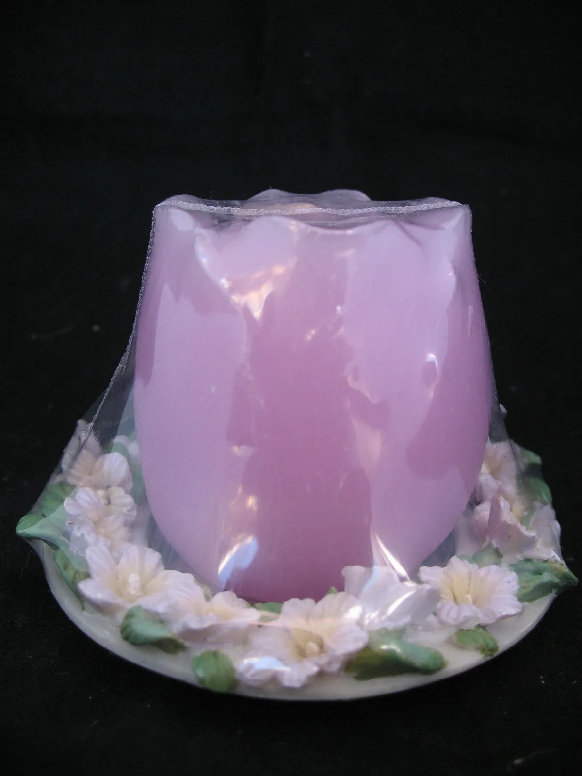 NEW PINK ROSE FLOWER CANDLE CERAMIC Display Floral Flowers HOLDER BASE DISH PLATE SET