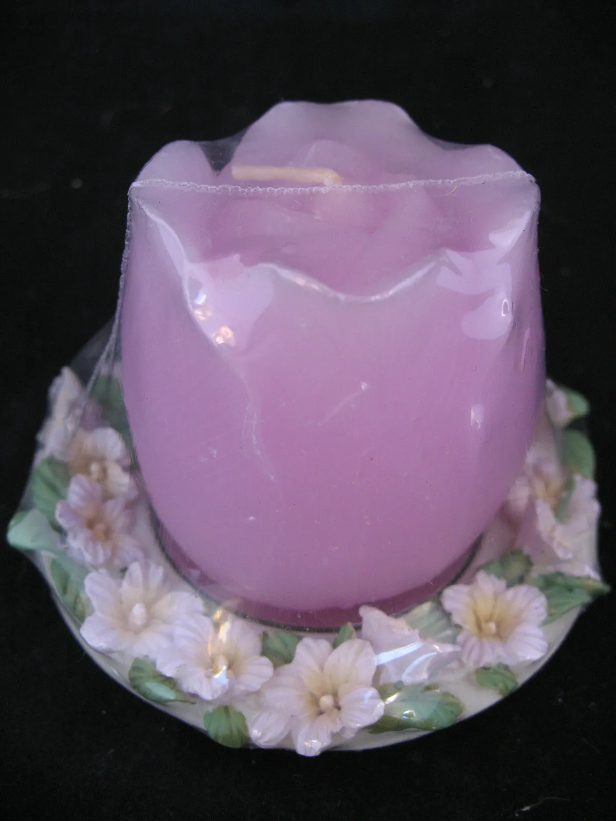 NEW PINK ROSE FLOWER CANDLE CERAMIC Display Floral Flowers HOLDER BASE DISH PLATE SET