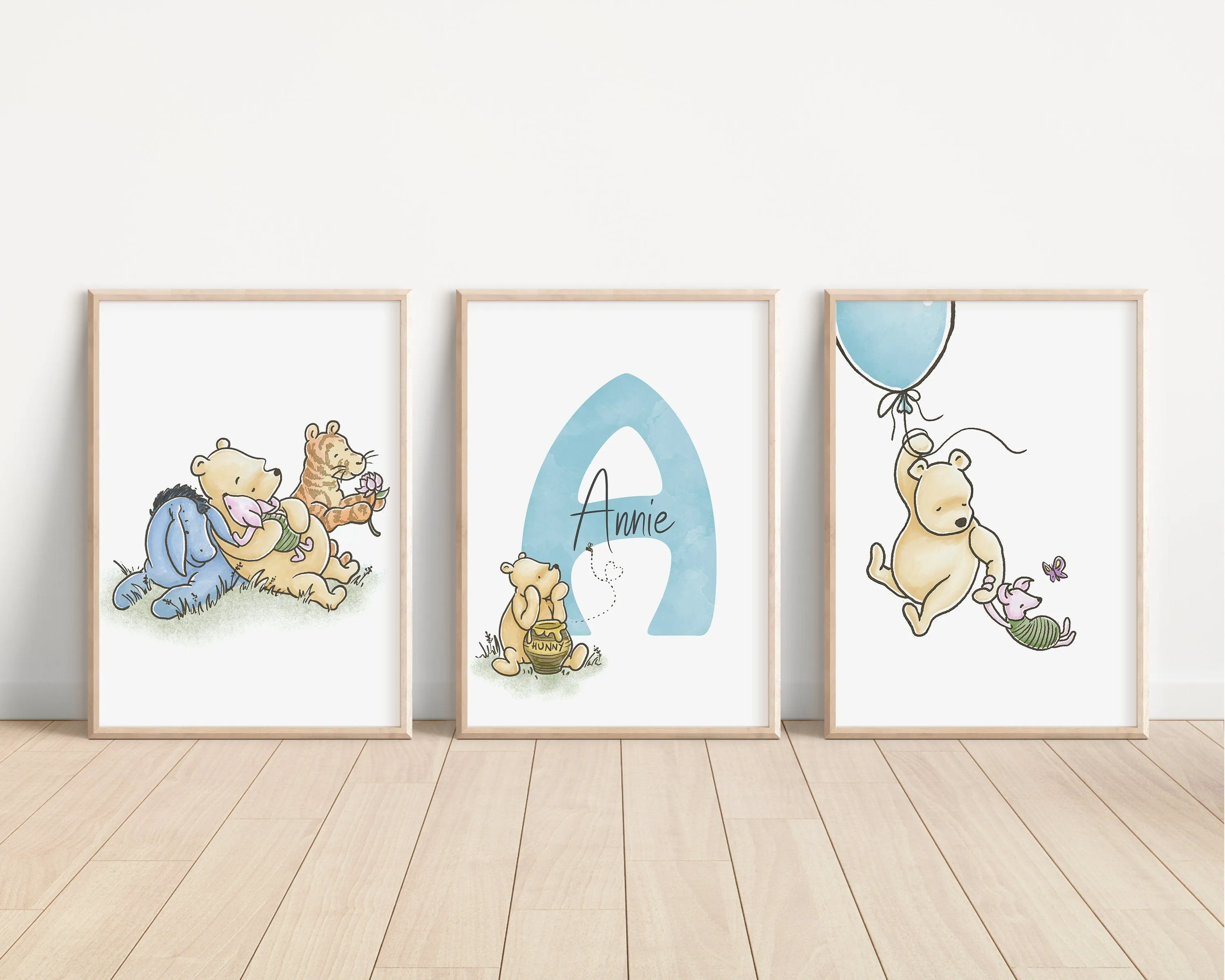 Personalized Set of 3 Classic Winnie-the-Pooh Nursery art prints, Gender Neutral, Winnie-the-Pooh inspirational quotes, new baby gift, 133