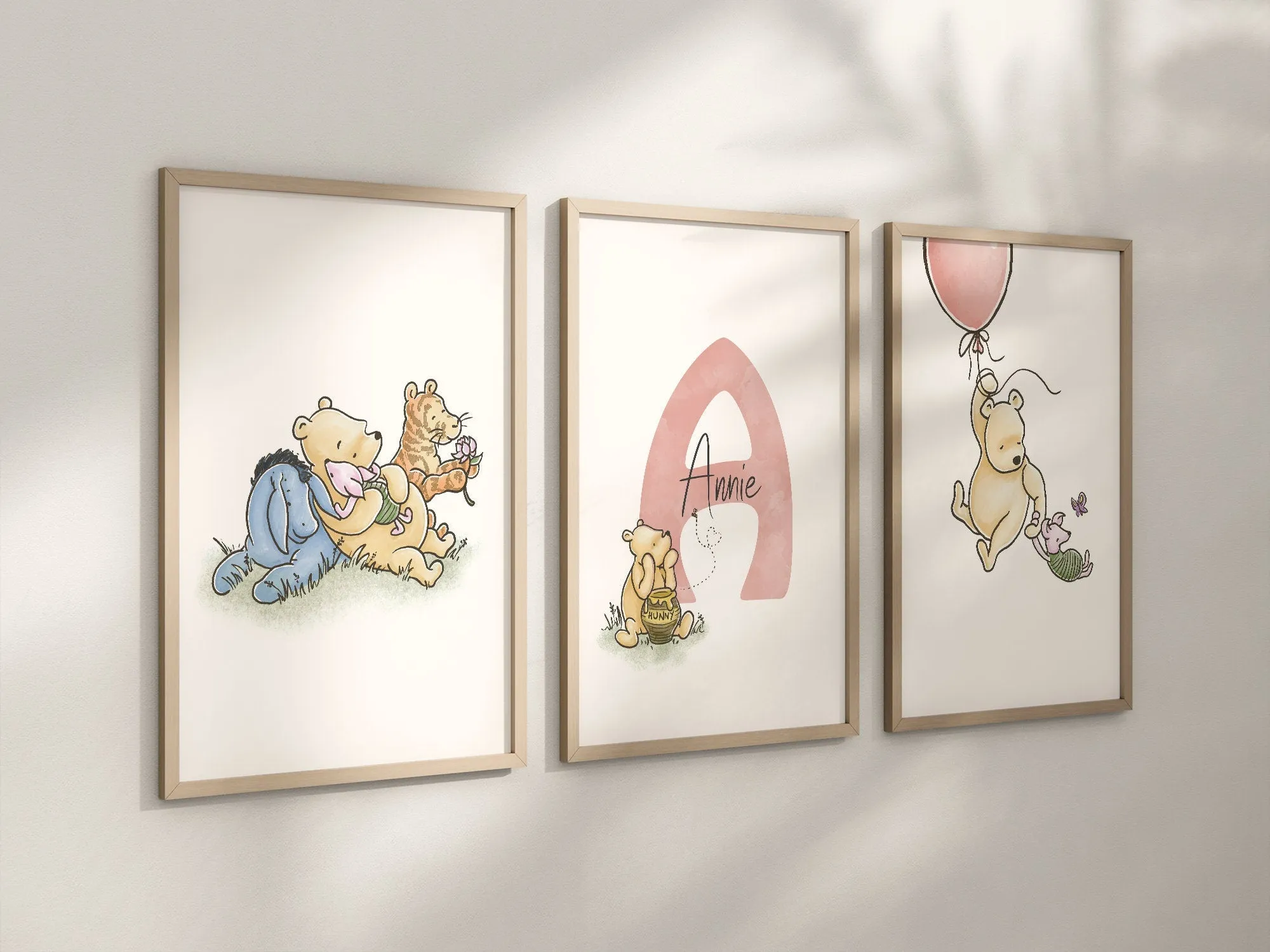 Personalized Set of 3 Classic Winnie-the-Pooh Nursery art prints, Gender Neutral, Winnie-the-Pooh inspirational quotes, new baby gift, 133
