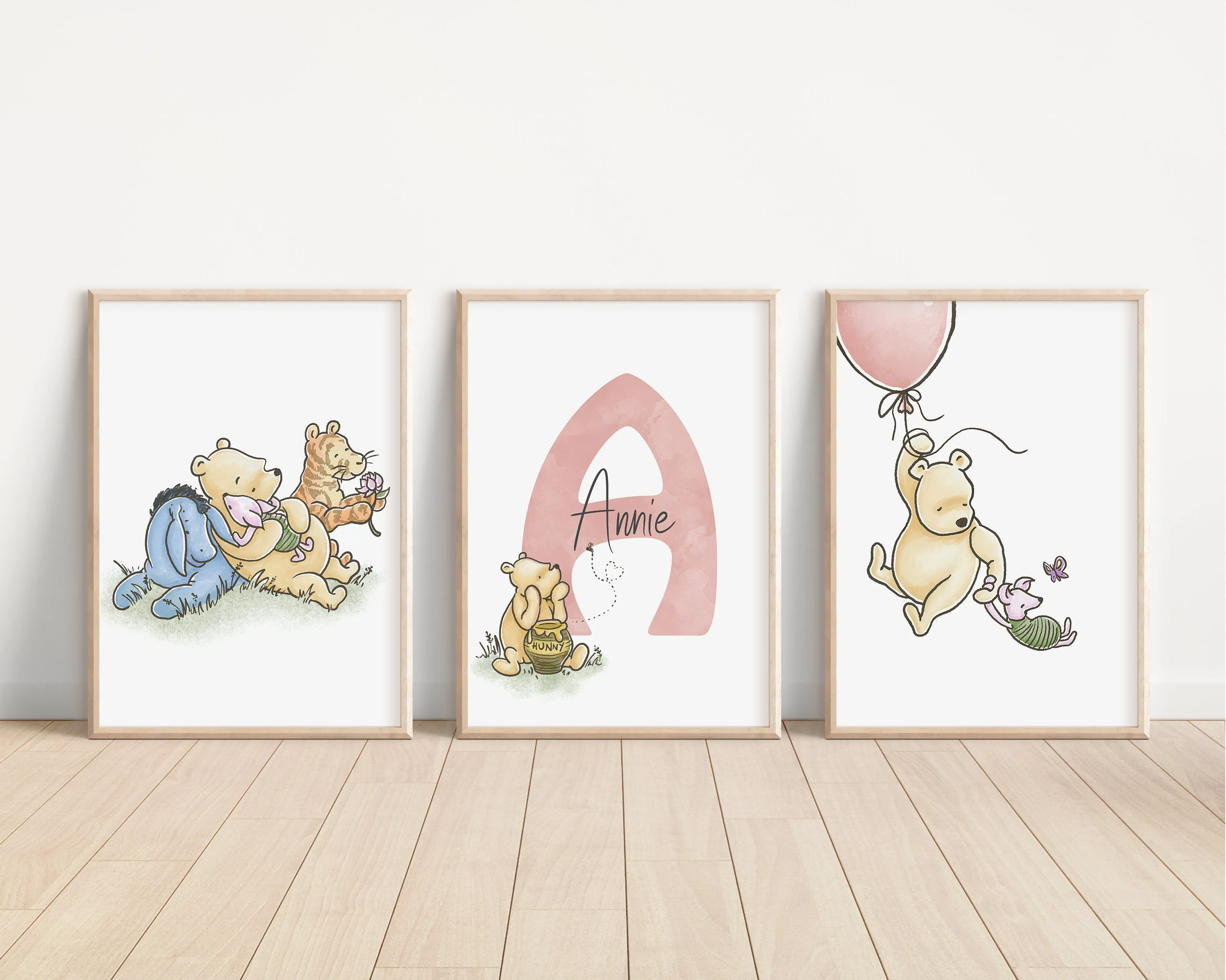 Personalized Set of 3 Classic Winnie-the-Pooh Nursery art prints, Gender Neutral, Winnie-the-Pooh inspirational quotes, new baby gift, 133