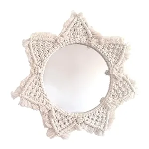 THE STYLE SUTRA Hanging Wall Mirror Macrame Fringe Mirror Decor for Living Room Bedroom A Wall Decore Home|Decoration Items Wall|Decoration Home Wall|Decoration Item |Item for Wall Decoration