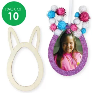 Wooden Easter Egg Bunny Frames - Pack of 10